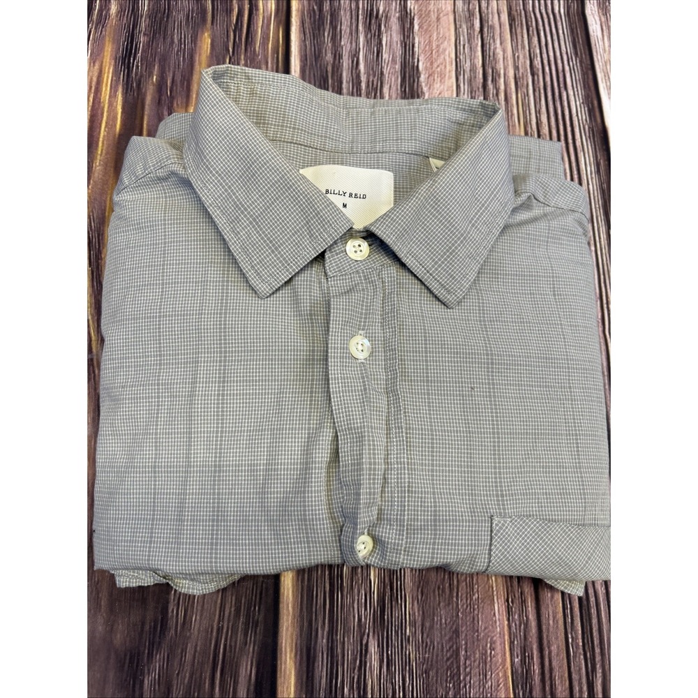 Billy Reid Shirt Gray Plaid Lightweight Cotton Long Sleeve Button Up Mens Medium - Picture 8 of 9